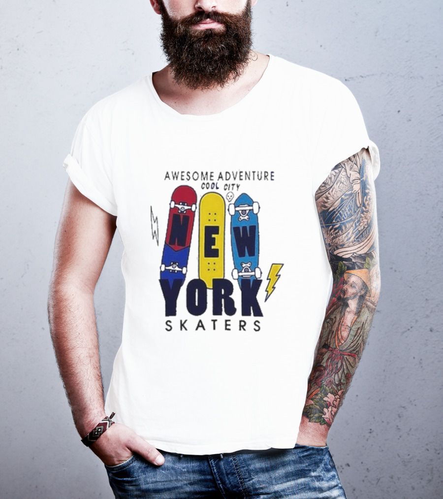Awesome Adventure New York Skaters Cool City Lightning T-Shirt
