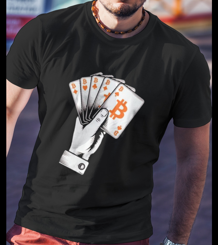Bitcoin Royal Flush Playing Cards T-Shirt