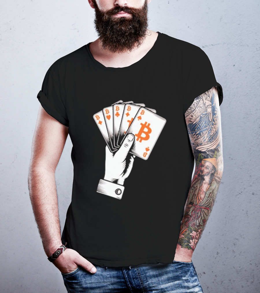 Bitcoin Royal Flush Playing Cards T-Shirt