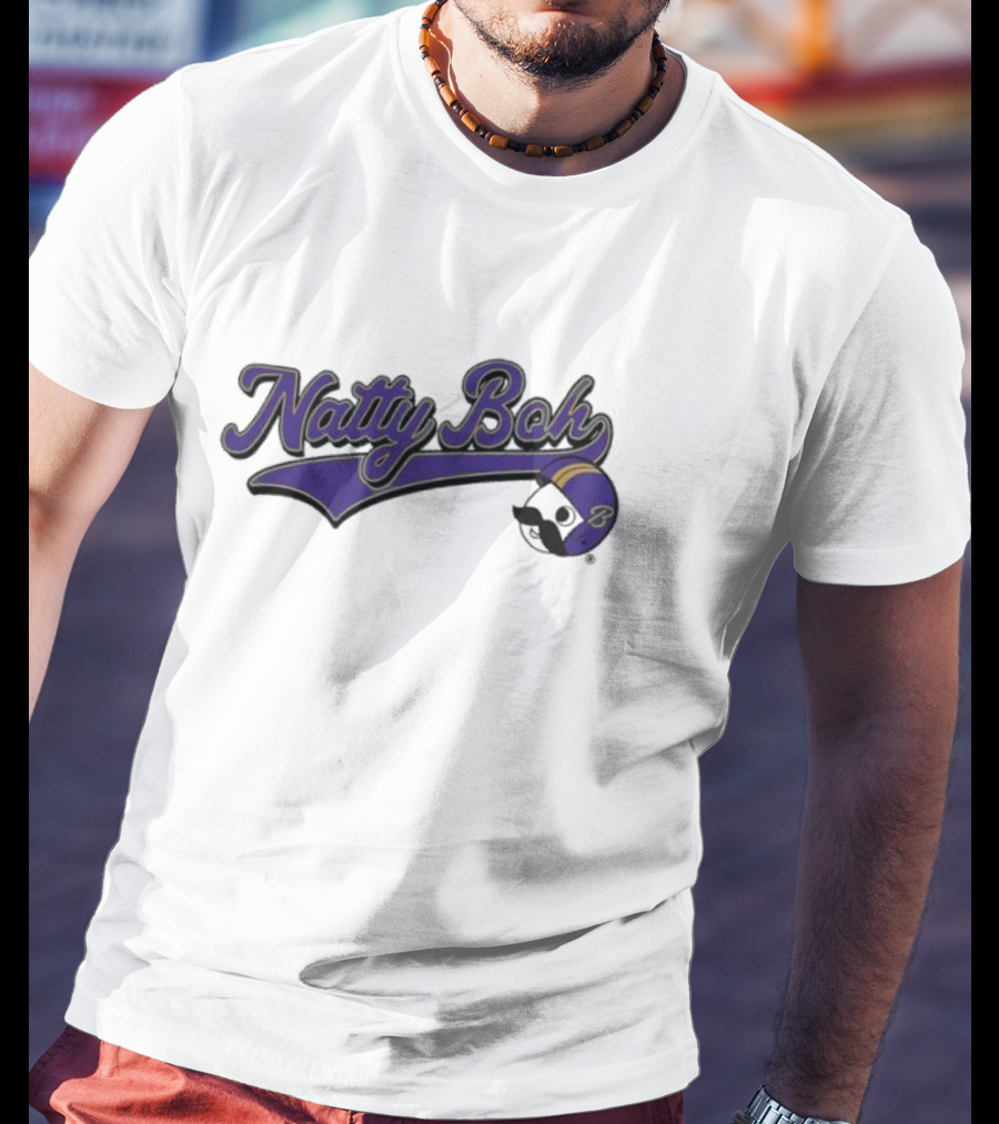 Natty Boh Purple Script With Football Helmet T-Shirt