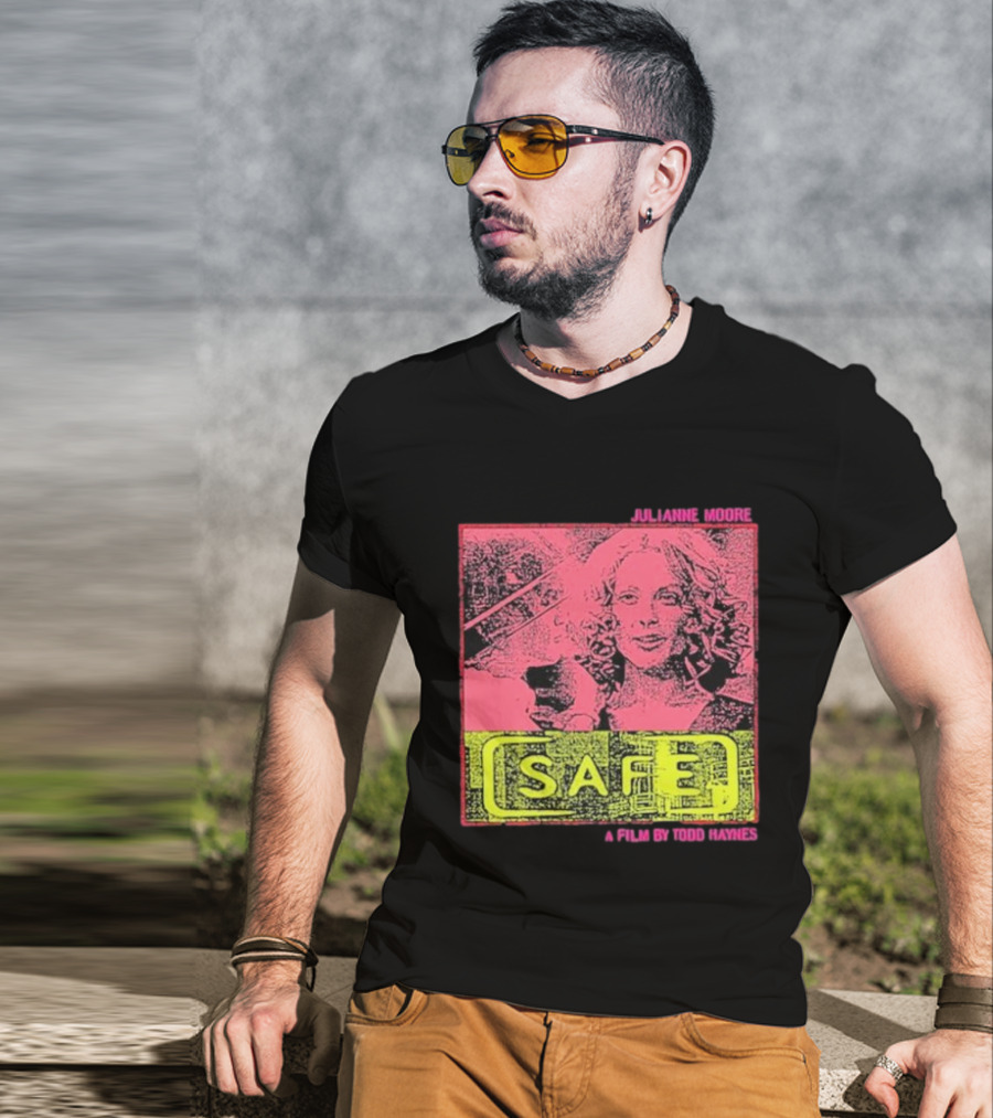 Julianne Moore Safe A Film By Todd Haynes Vintage Pink And Yellow Movie T-Shirt