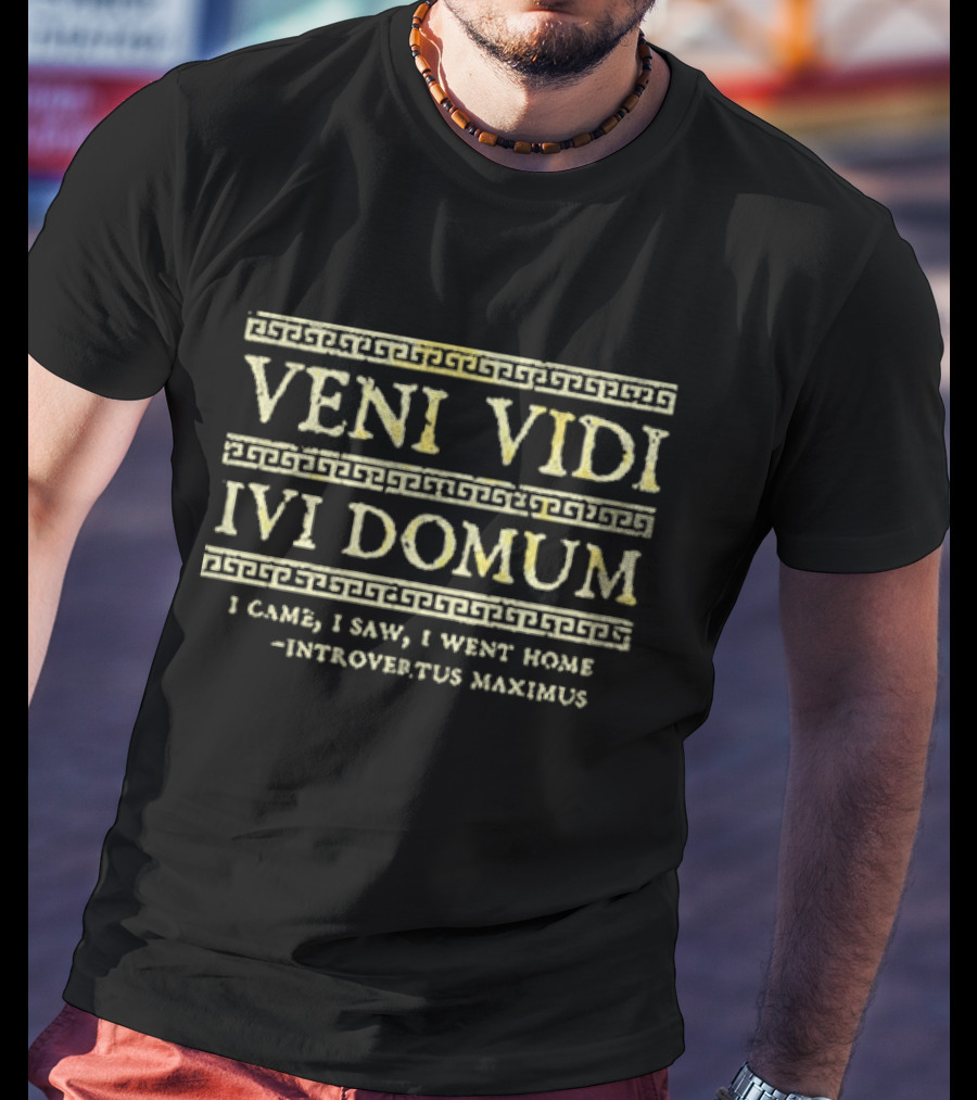 Veni Vidi Ivi Domum I Came I Saw I Went Home Introvertus Maximus Roman Style Humor T-Shirt