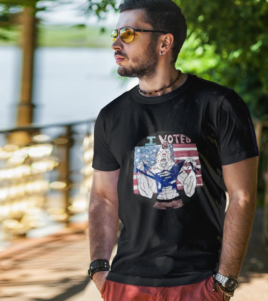 I Voted American Flag Michigan Sticker T-Shirt