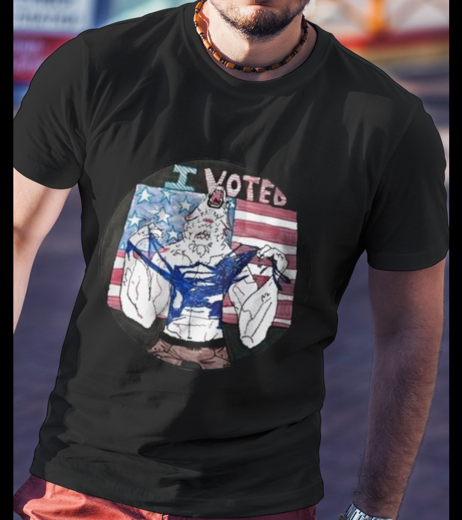 I Voted American Flag Michigan Sticker T-Shirt