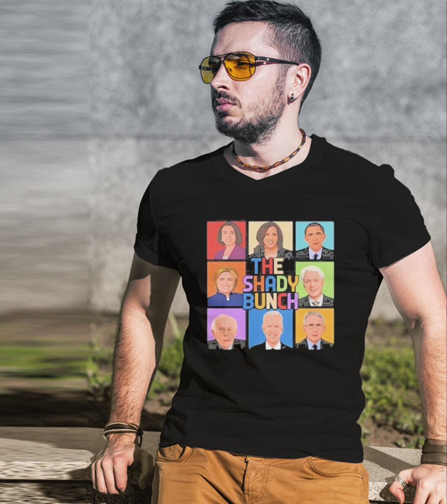 Untamedusa Store The Shady Bunch Political Portraits Face Grid T-Shirt