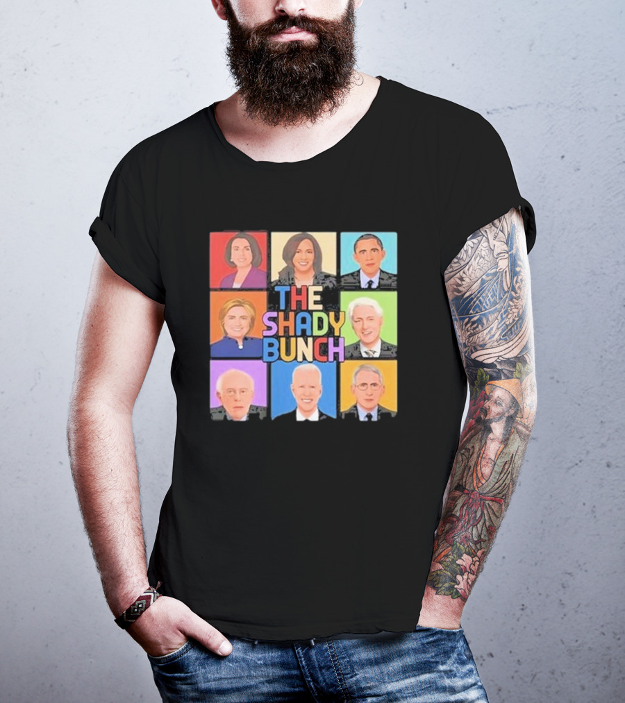 Untamedusa Store The Shady Bunch Political Portraits Face Grid T-Shirt