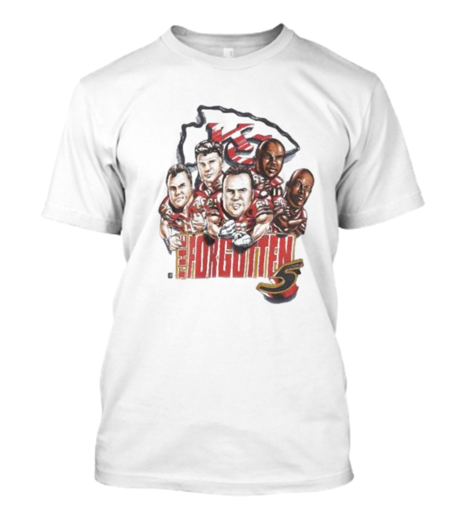 1995 Vintage NFL The Forgotten 5 Kansas City Chiefs Lineman Chiefs T-Shirt