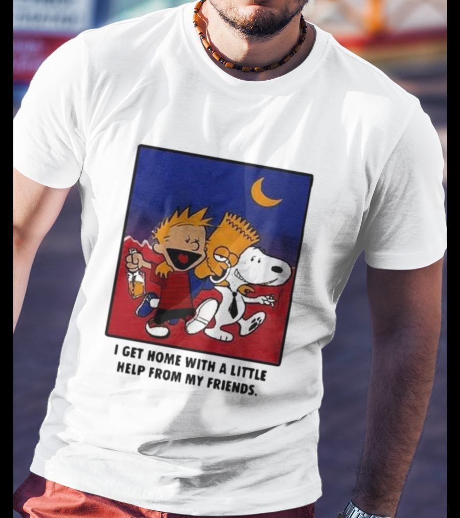 Criminal Simpsons Snoopy And Friends Get Home With A Little Help Under Moon T-Shirt