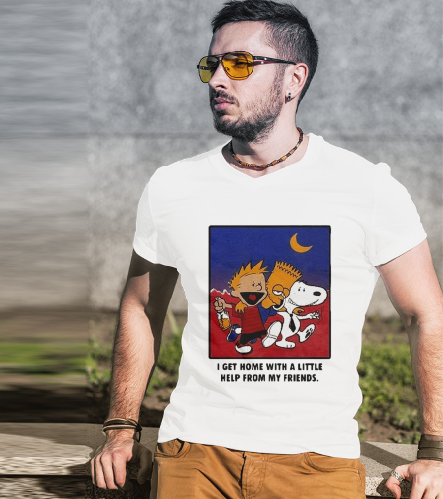 Criminal Simpsons Snoopy And Friends Get Home With A Little Help Under Moon T-Shirt