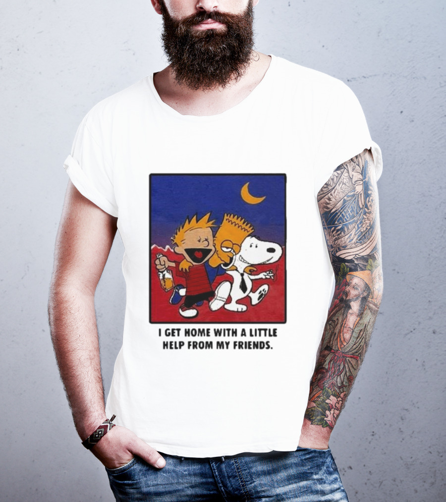 Criminal Simpsons Snoopy And Friends Get Home With A Little Help Under Moon T-Shirt