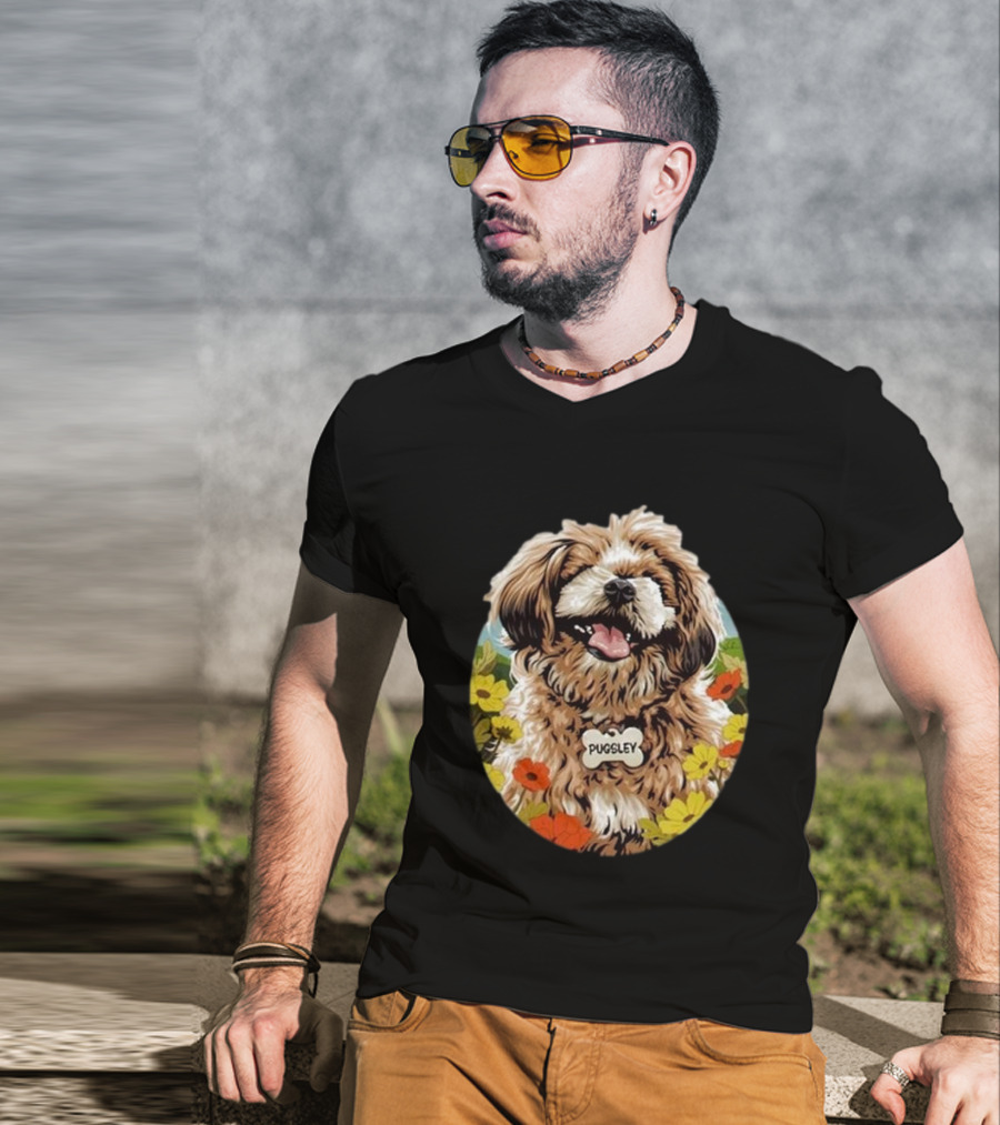 Nordacious Pugsley Dog Flowerful Bliss T-Shirt