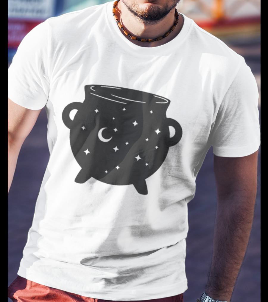 Celestial Cauldron Moon Star Cosmic Mystical Witchy Occult Vintage T-Shirt