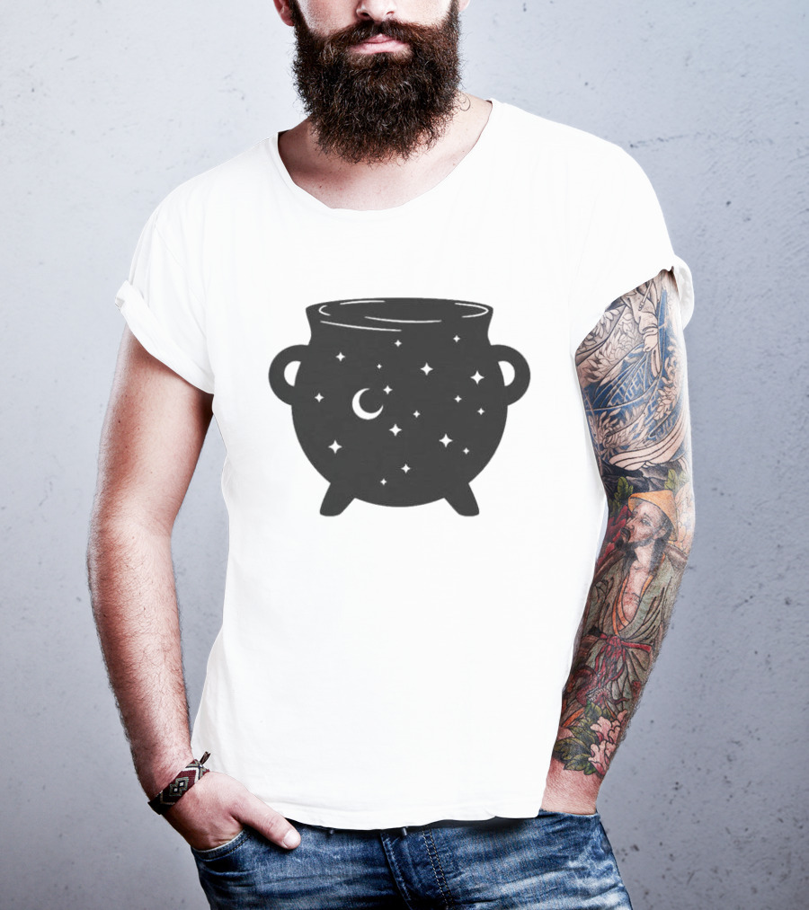 Celestial Cauldron Moon Star Cosmic Mystical Witchy Occult Vintage T-Shirt