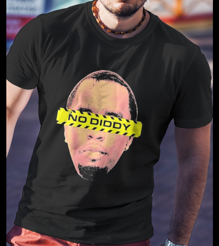 Imtaitianaj Creative Text No Diddy Caution Overlay T-Shirt