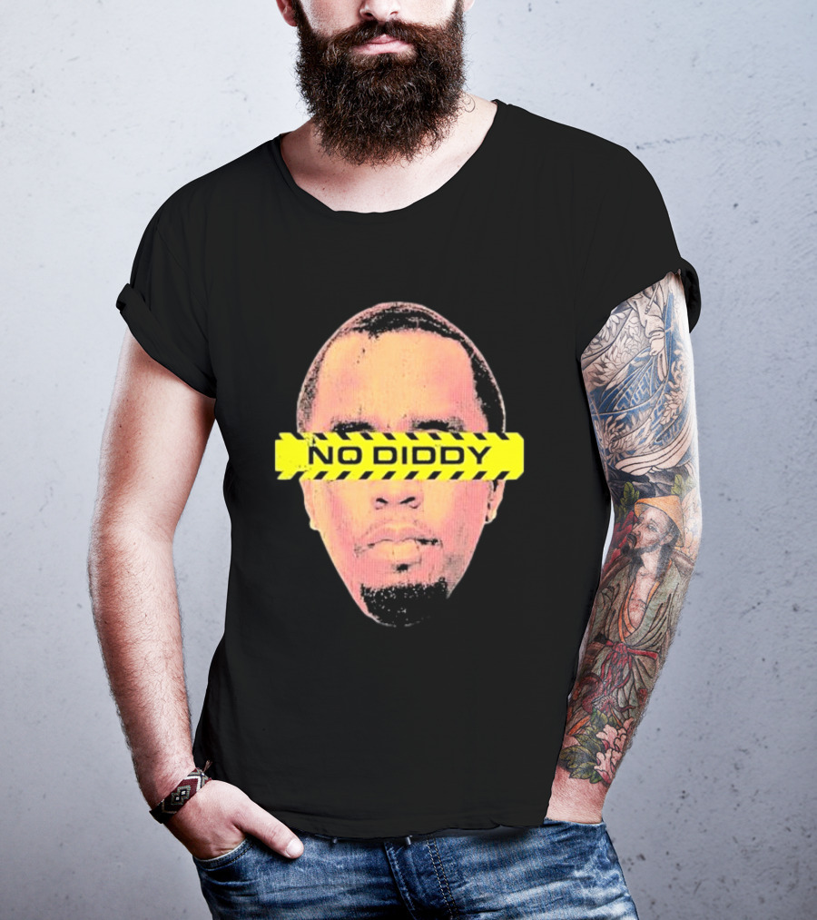 Imtaitianaj Creative Text No Diddy Caution Overlay T-Shirt