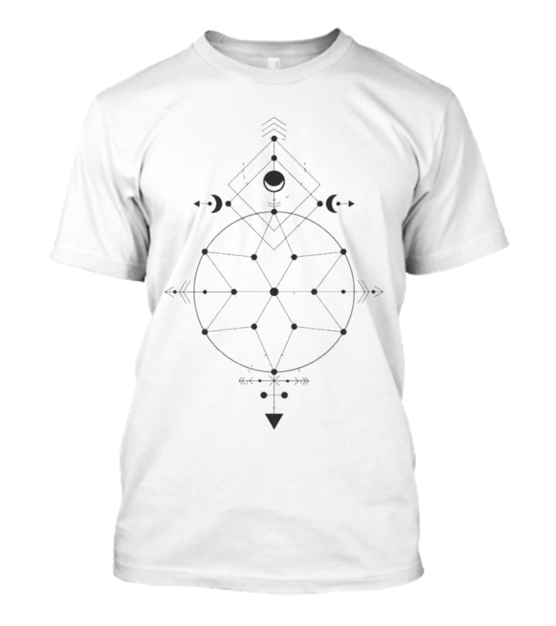 Lunar Mandala Sacred Geometry Boho Spiritual Moon Phases Celestial Cosmic Symbolism T-Shirt