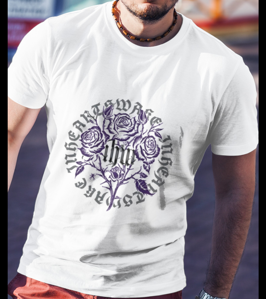 In Hearts Wake Purple Floral Arrangement Typography T-Shirt