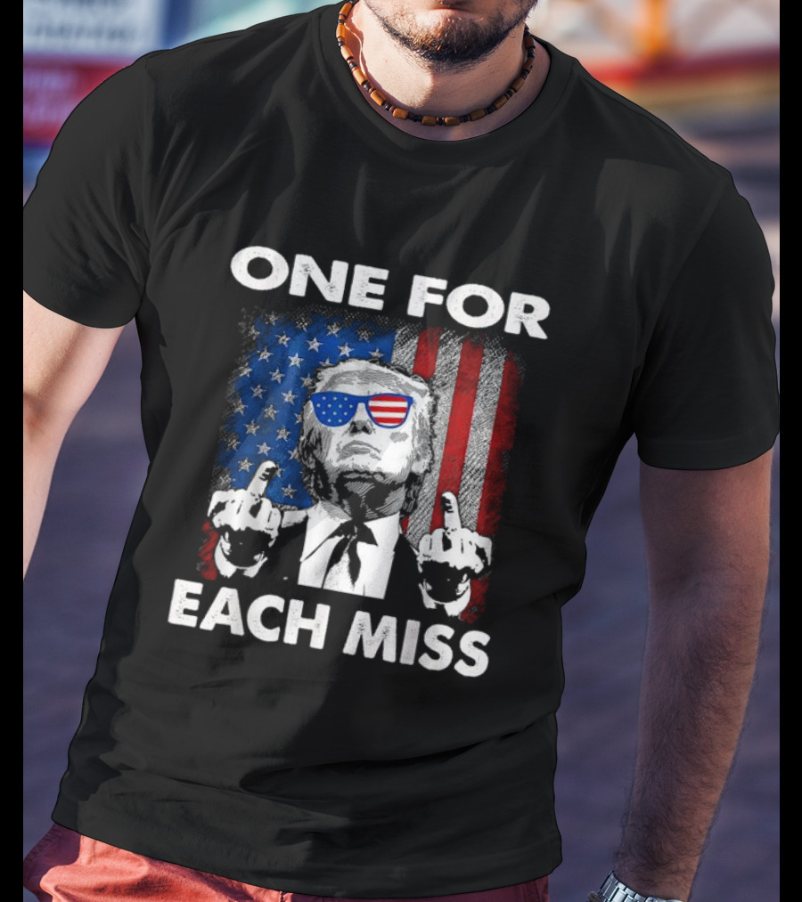 One For Each Miss American Flag Sunglasses Middle Finger T-Shirt