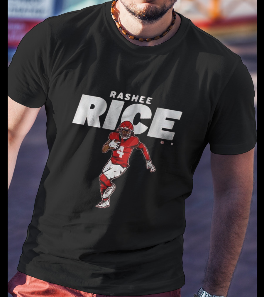Rashee Rice Football Player Number 4 Red Uniform Action Pose T-Shirt