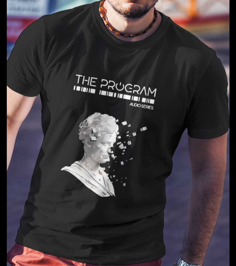THE PROGRAM AUDIO SERIES Disintegrating Sculptural Head With Digital Fragmentation T-Shirt