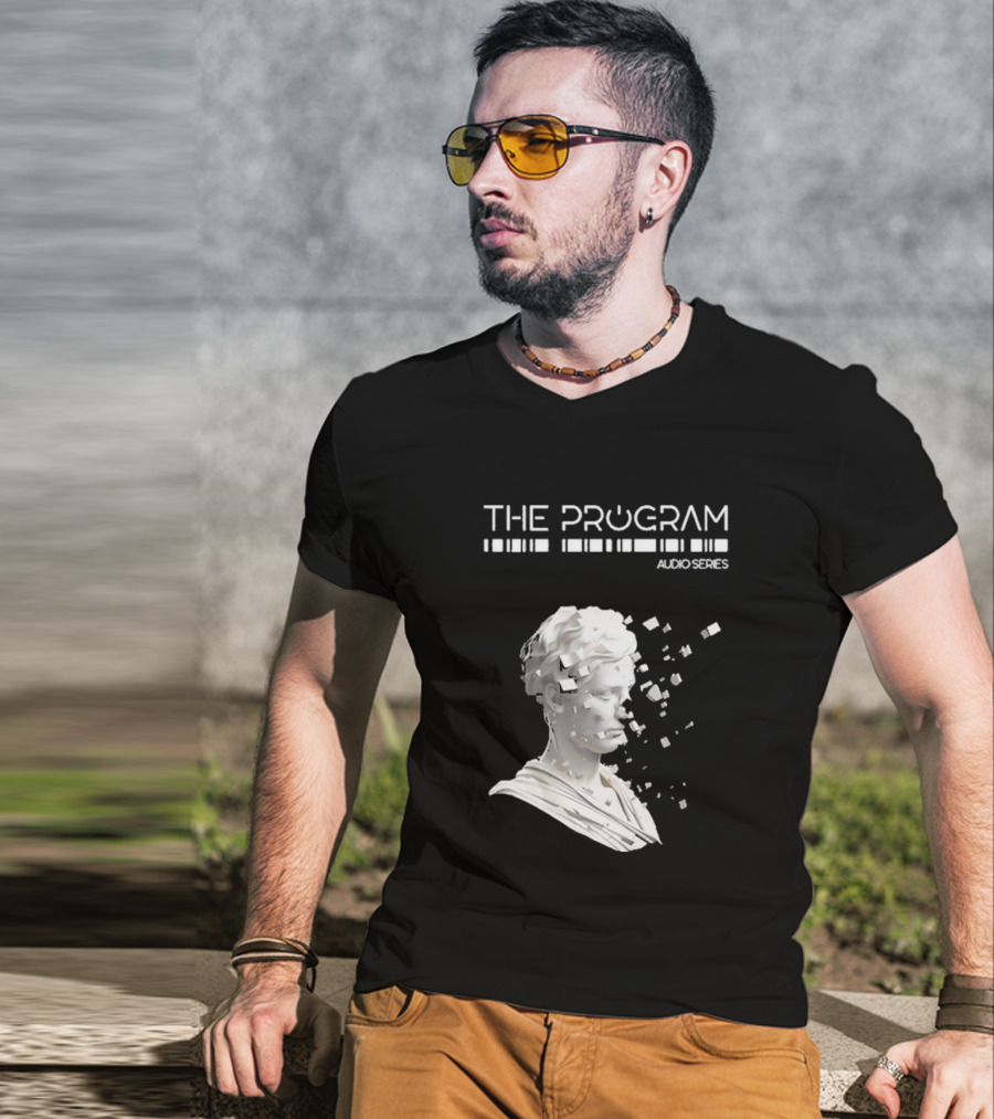 THE PROGRAM AUDIO SERIES Disintegrating Sculptural Head With Digital Fragmentation T-Shirt