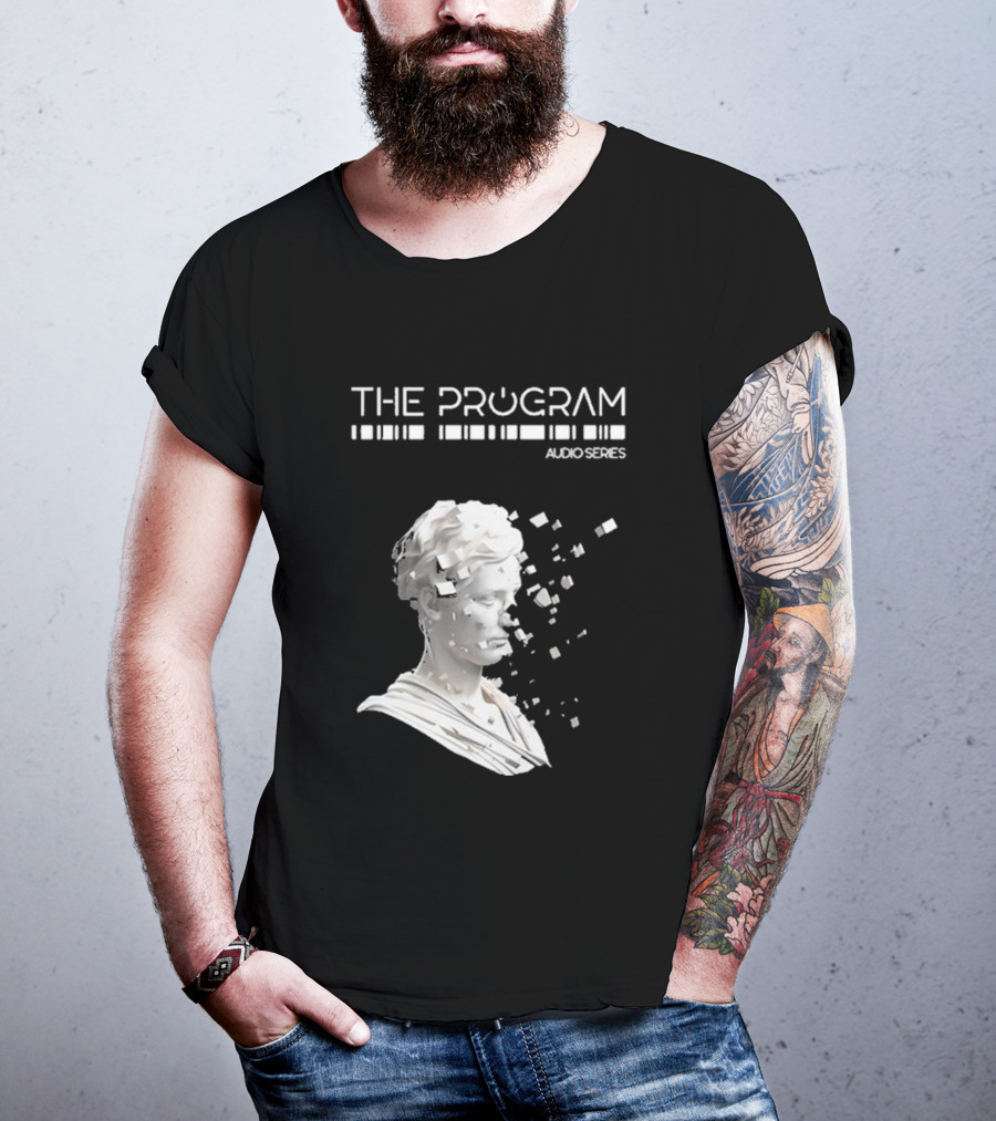 THE PROGRAM AUDIO SERIES Disintegrating Sculptural Head With Digital Fragmentation T-Shirt