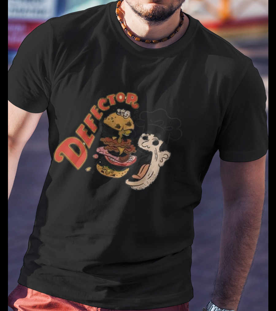 Defector Chefector Big Burger Graphic With Chef And Layered Burger T-Shirt
