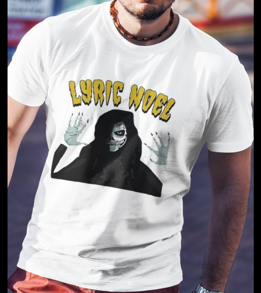 Lyric Noel Hallows Eve Ghostly Figure With Spider Web Face T-Shirt