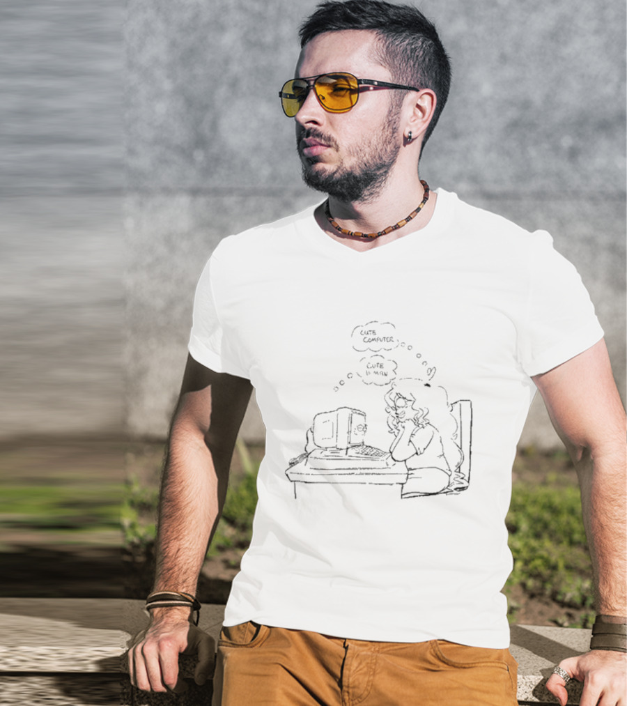 Cute Computer Cute Human Thought Bubble Interaction T-Shirt