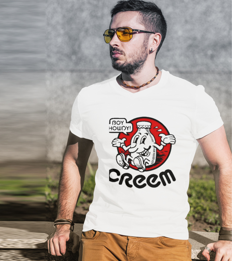 Boy Howdy Creem Vintage Bottle Character With Red Circle T-Shirt