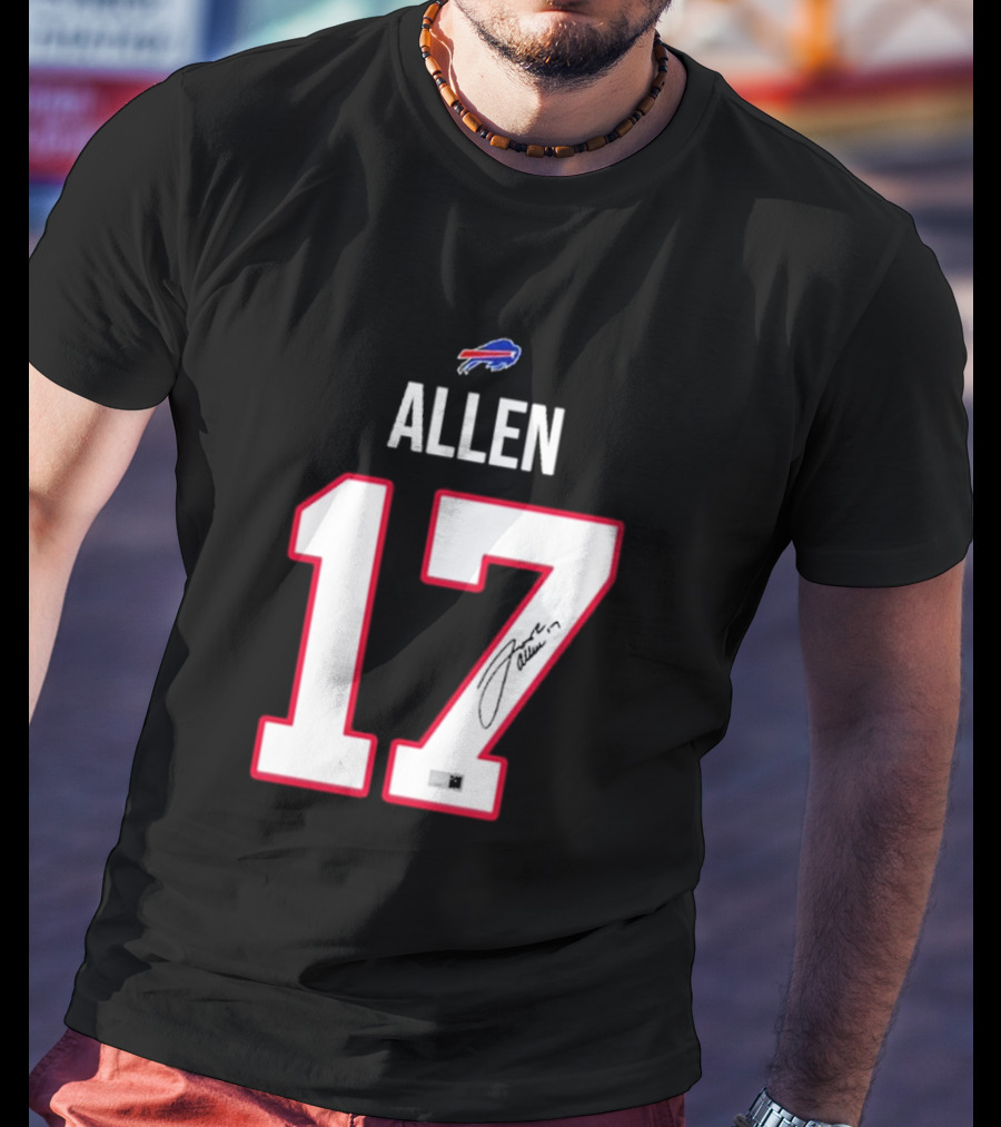 Josh Allen Buffalo Bills Number 17 Signature T-Shirt