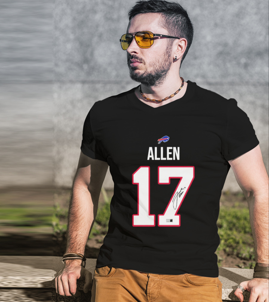 Josh Allen Buffalo Bills Number 17 Signature T-Shirt