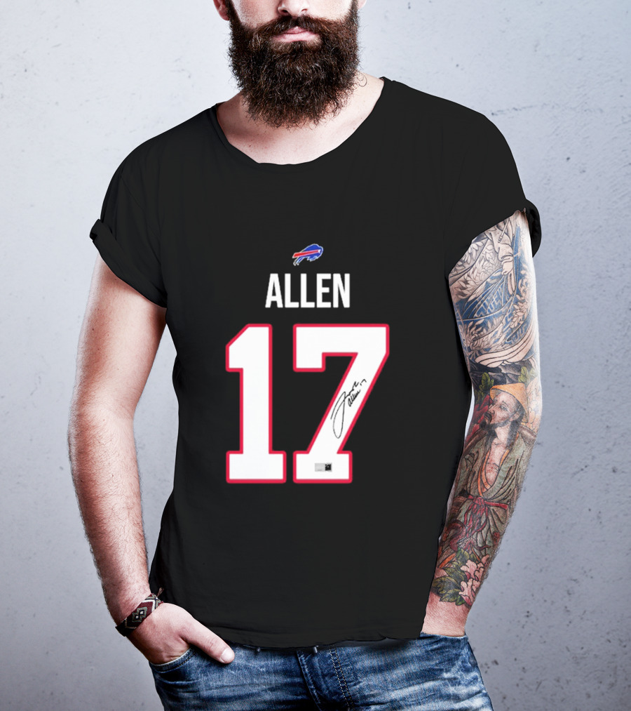 Josh Allen Buffalo Bills Number 17 Signature T-Shirt