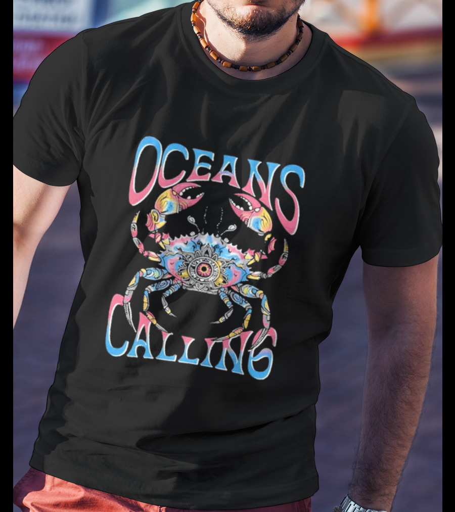 Oceans Calling Ocean City MD Psychedelic Crab T-Shirt