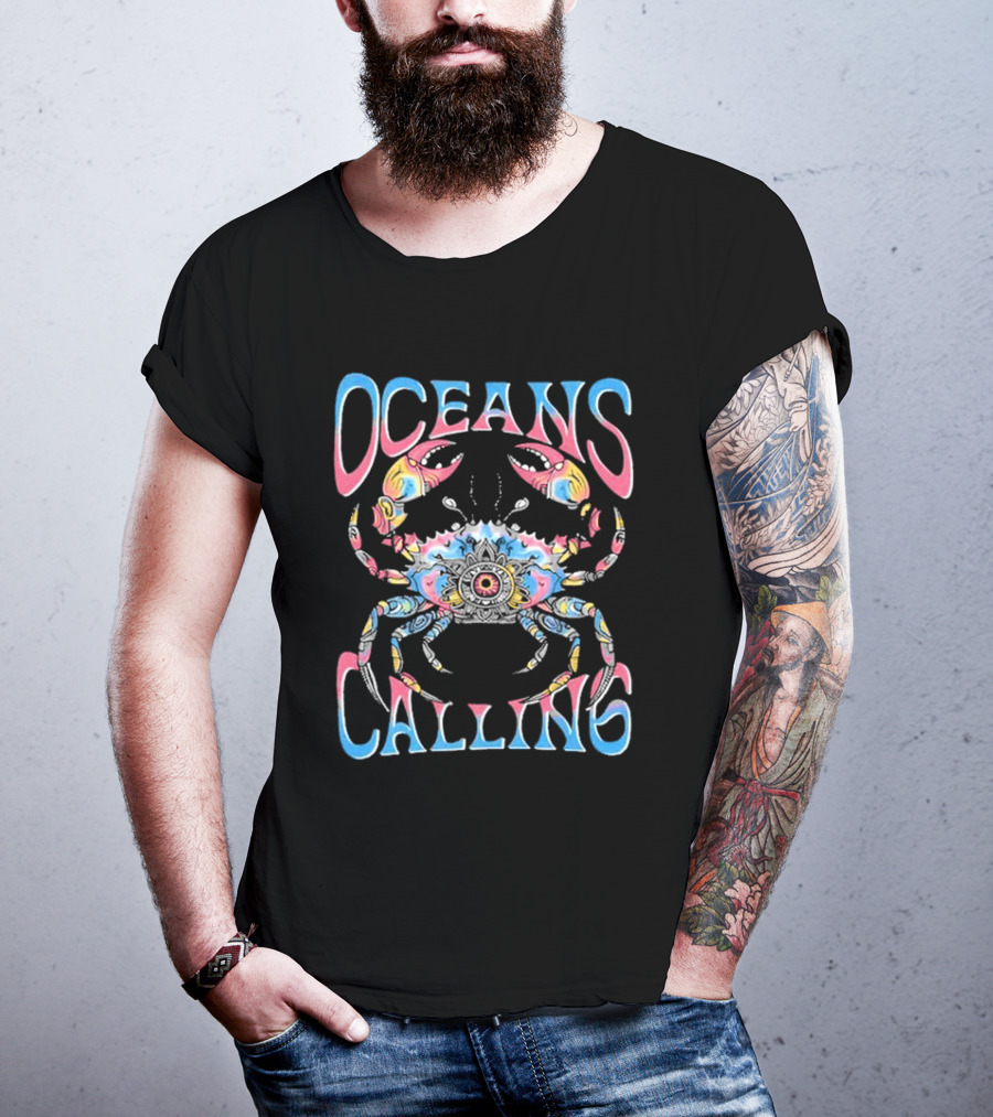 Oceans Calling Ocean City MD Psychedelic Crab T-Shirt