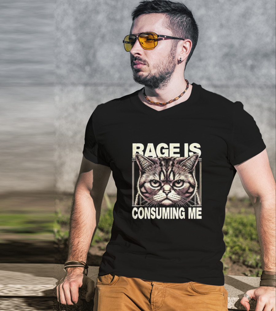 Rage Is Consuming Me Angry Cat Meme T-Shirt