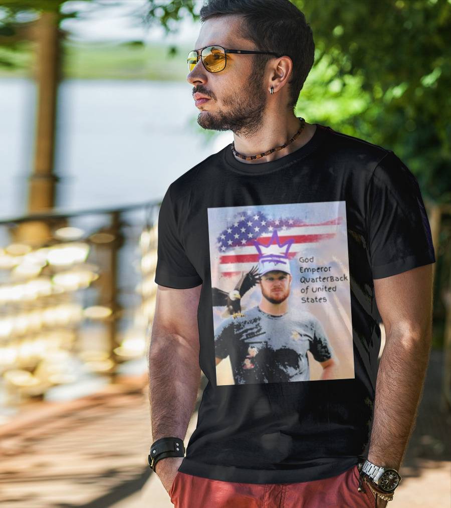 God Emperor Quarterback Of United States With American Flag And Eagle T-Shirt