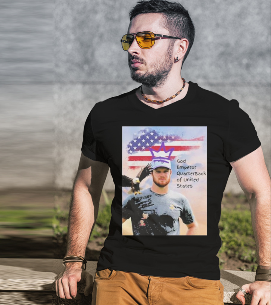 God Emperor Quarterback Of United States With American Flag And Eagle T-Shirt