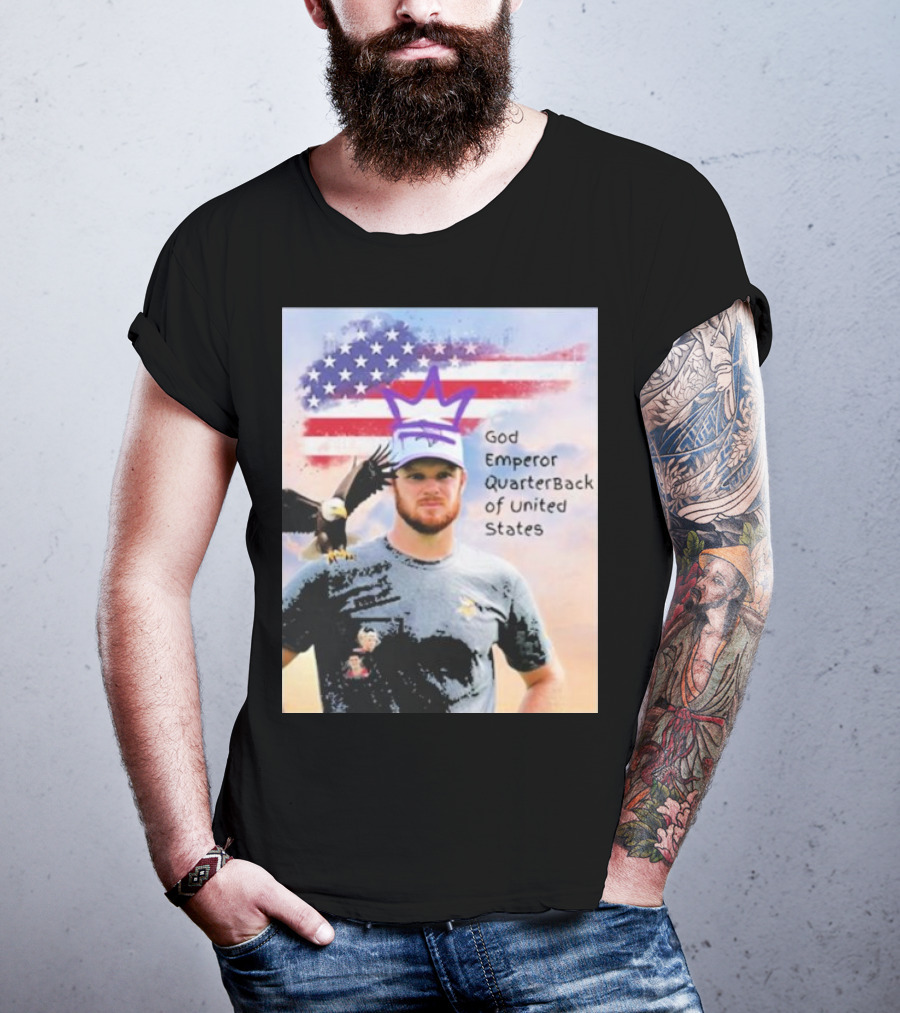 God Emperor Quarterback Of United States With American Flag And Eagle T-Shirt