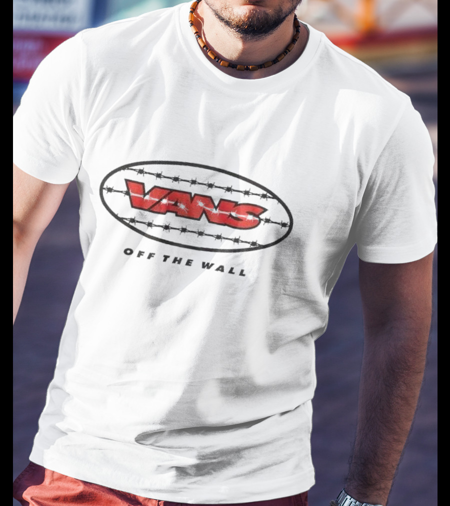 Vans Off The Wall Red Barbed Wire Oval T-Shirt