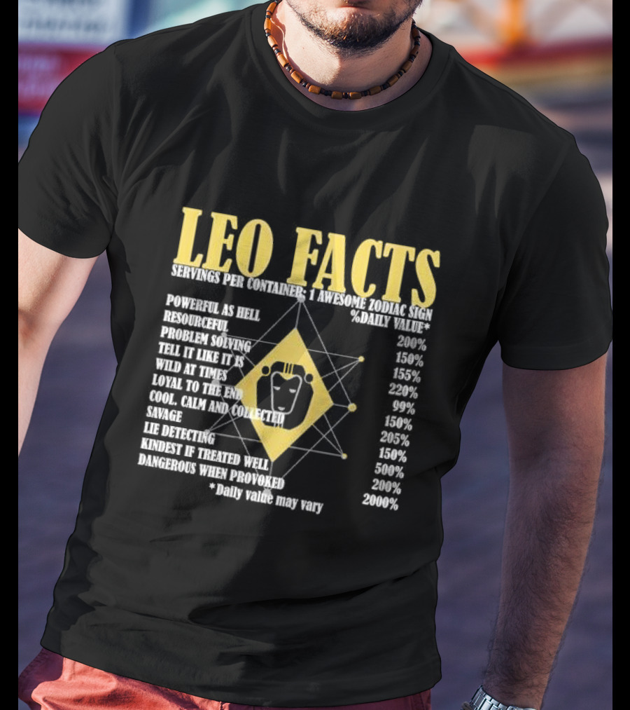 Leo Facts Powerful Resourceful Problem Solving Zodiac Sign Birthday T-Shirt