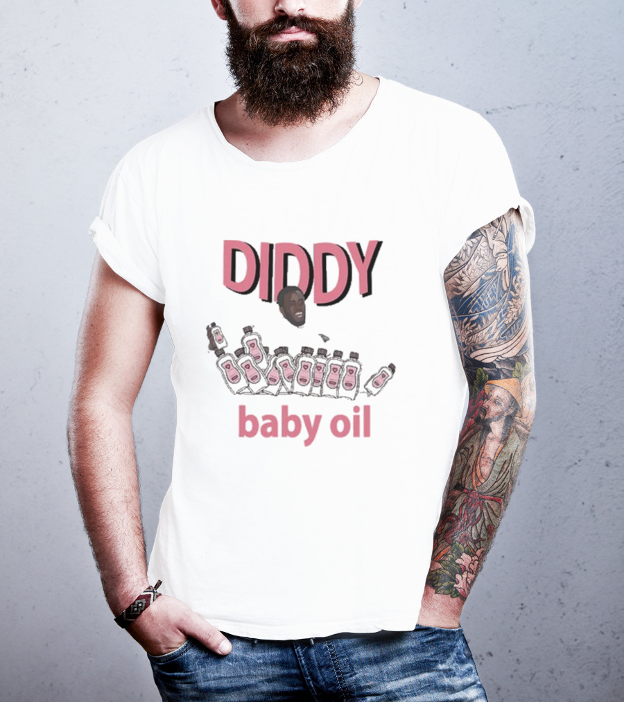 Diddy Baby Oil Bottles Pile With Smiling Face T-Shirt