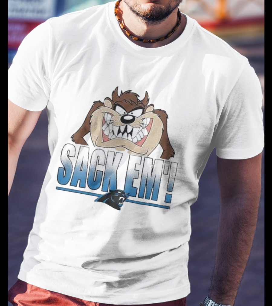 Looney Tunes Taz Sack Em’ Carolina Panthers T-Shirt