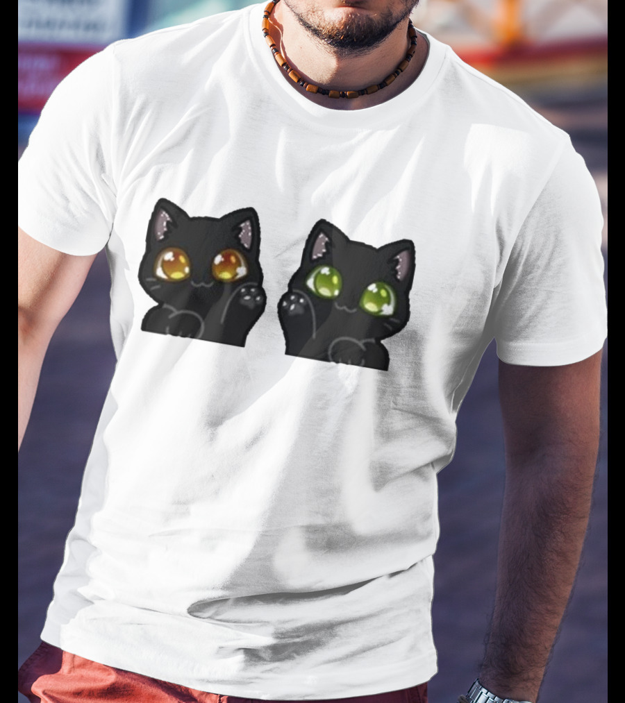 Stream Labs Kitties Black Cats With Colorful Eyes T-Shirt