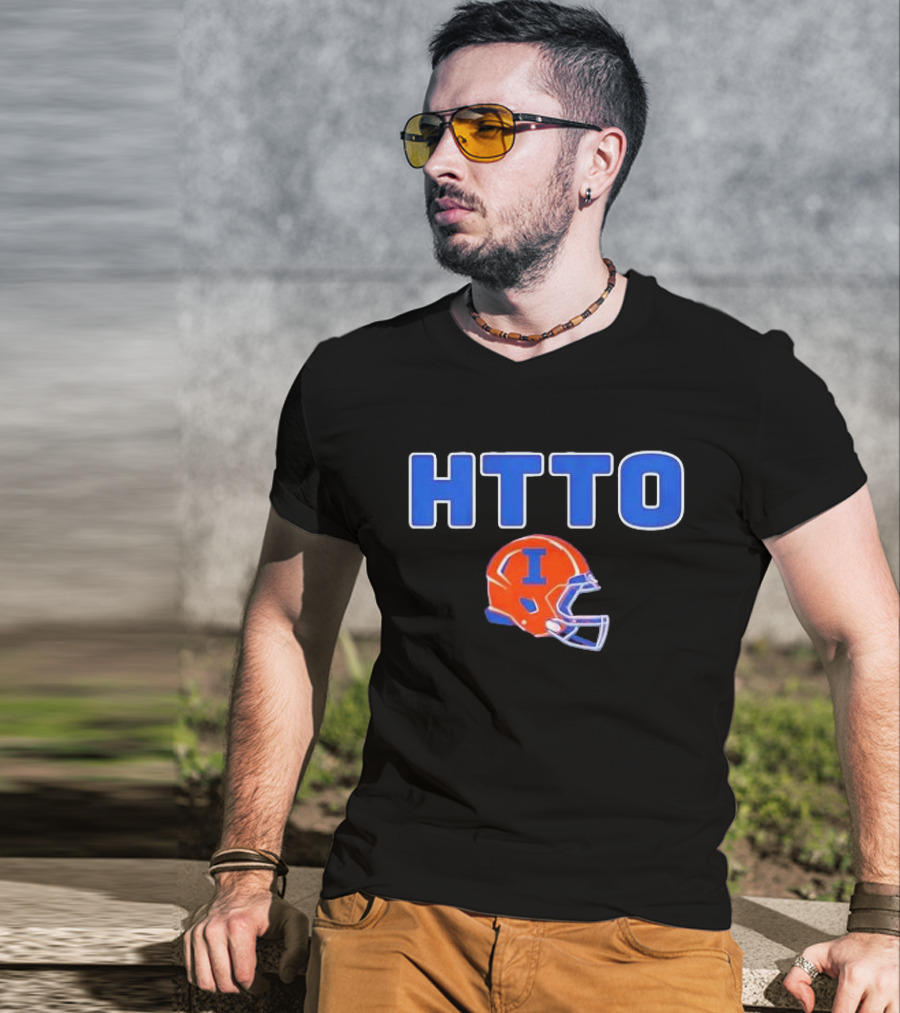 HTTO Illinois Fighting Illini Football Helmet T-Shirt