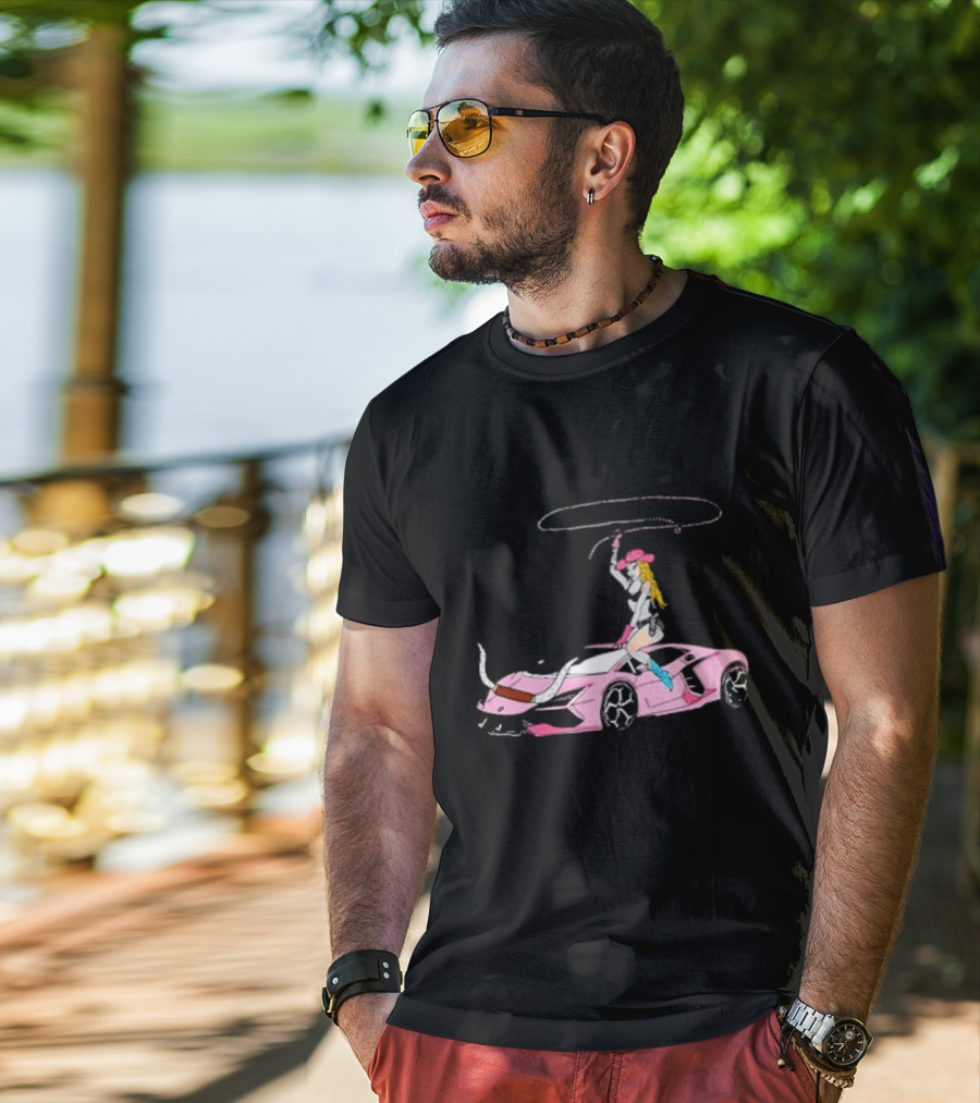 Iggy Azalea The Motherland Singapore Pink Sports Car Cowgirl Lasso T-Shirt