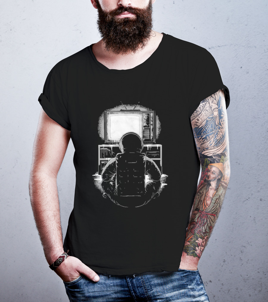 Lost Transmission Intotheam Astronaut Watching Vintage Television T-Shirt