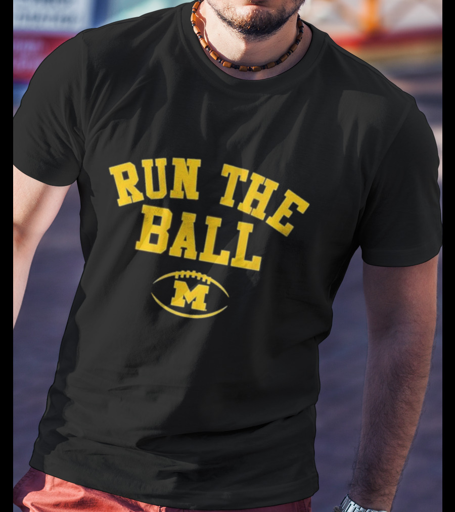 Michigan Wolverines Run The Ball Football M T-Shirt