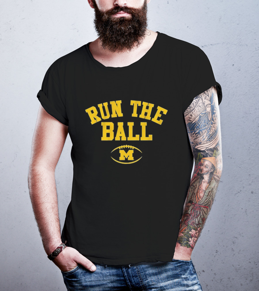 Michigan Wolverines Run The Ball Football M T-Shirt