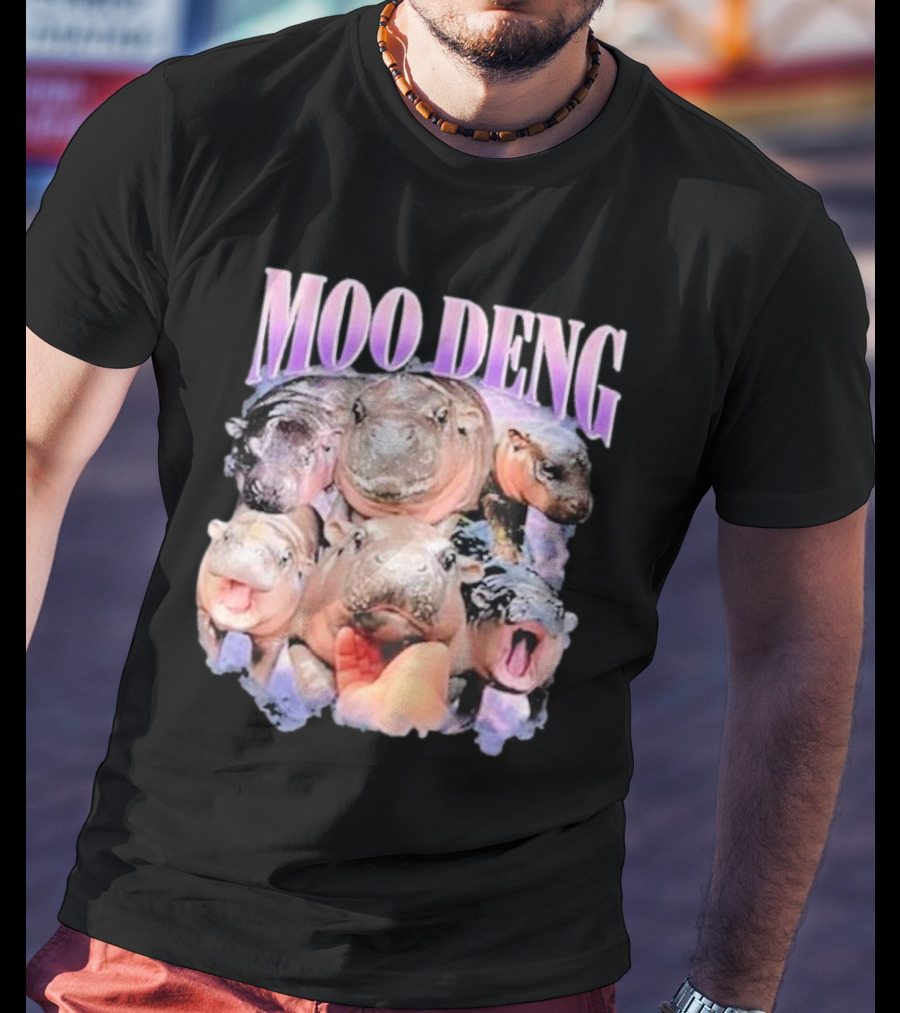 Moo Deng Baby Pygmy Hippo Cute Zoo Family Faces T-Shirt